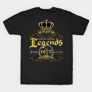 Vintage 50th Years Old Birthday Tee Legends Born In 1972 T-Shirt